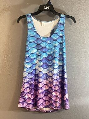 Mermaid Scale Ombre Sleeveless Top - Blue & Purple